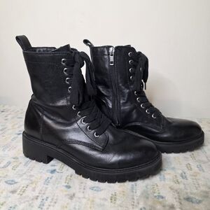 Steve Madden Black Leather Combat Boots